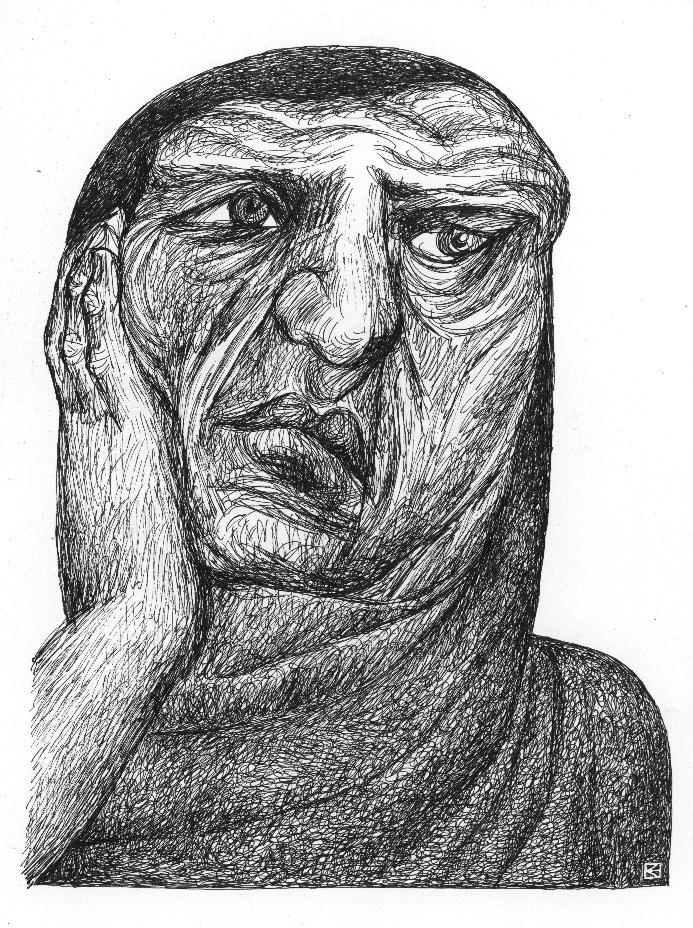 Woman with hand on side of face